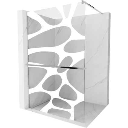 Mexen Kioto+, paravan de duș cu poliță și suport pentru prosoape 140 x 200 cm, sticlă transparentă 8 mm model alb, profil cromat, 800-140-121-01-97