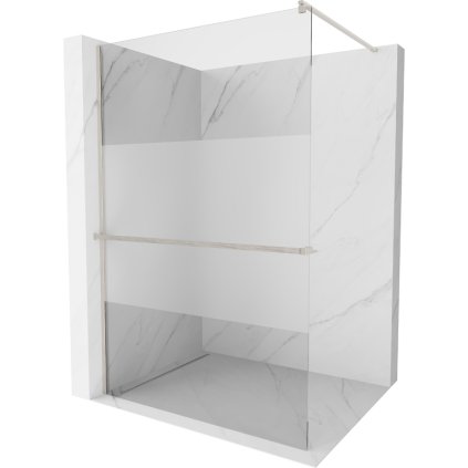 Mexen Kioto+, Paravan de duș cu poliță și cuier 100 x 200 cm, sticlă transparentă 8 mm, profil din oțel periat, 800-100-121-97-35