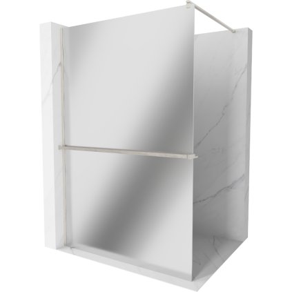 Mexen Kioto+, paravan de dus walk-in cu polita si cuier 100 x 200 cm, model oglinda de sticla 8 mm, profil din otel periat, 800-100-121-97-50