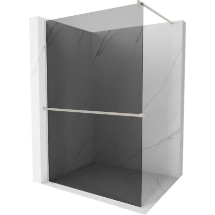 Mexen Kioto+, paravan de dus walk-in cu polita si cuier 100 x 200 cm, sticla gri 8 mm, profil din otel periat, 800-100-121-97-40