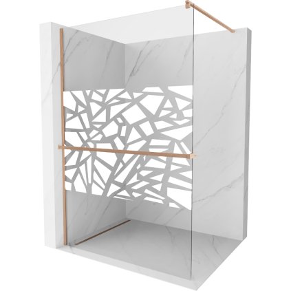 Mexen Kioto+, Paravan de duș cu raft și cuier 80 x 200 cm, model sticlă transparentă de 8 mm alb, profil cupru mat, 800-080-121-65-85