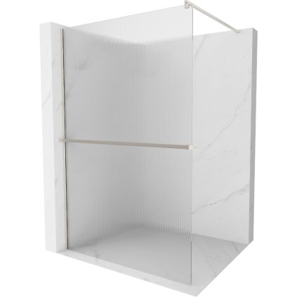 Mexen Kioto+, Paravan de duș Walk-In cu poliță și cuier 90 x 200 cm, sticlă de 8 mm cu model nervurat, profil din oțel periat, 800-090-121-97-09