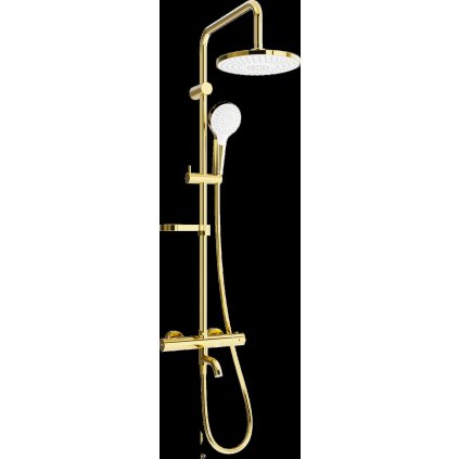 Set de duș Mexen KX05 cu robinet termostatic Kai, alb-auriu, 779000591-50