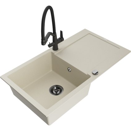 272226 mexen leo 1 komorovy granitovy drez 900x500x190 mm a drezova bateria duo bezova 6501 69 671701 70 b