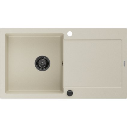 Mexen Leo, chiuveta granit 900x500x190 mm, 1 camera, bej cu sifon negru, 6501901010-69-B