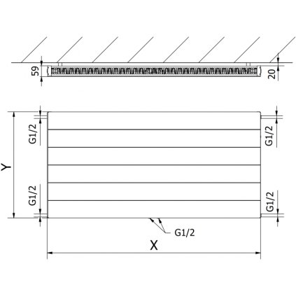 352823 5 mexen line ccl11 panelovy radiator 300 x 1500 mm spodne stredove pripojenie 682 w antracitova w6c11l 030 150 66