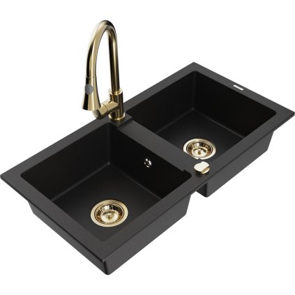 270942 3 mexen mario 2 komorovy granitovy drez 820x436x161 mm a drezova bateria elia cierna 6504 77 670101 50