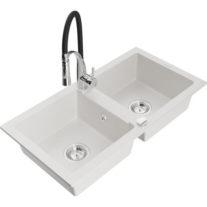 246138 3 mexen mario granitovy drez 820x436x161 mm 2 komorovy a drezova bateria aster biela 6504 20 73450 07