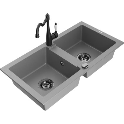 243921 mexen mario granitovy drez 820x436x161 mm 2 komorovy a drezova bateria carla seda 6504 71 670700 70 b