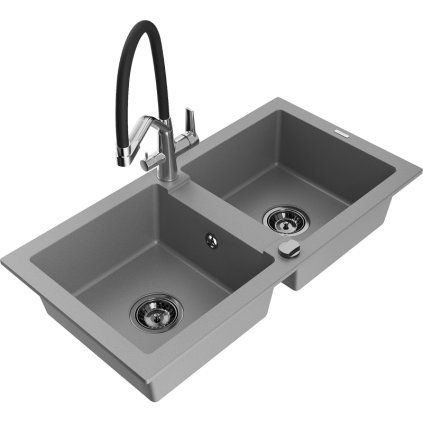 278049 3 mexen mario granitovy drez 820x436x161 mm 2 komorovy a drezova bateria duo seda 6504 71 671701 07 b