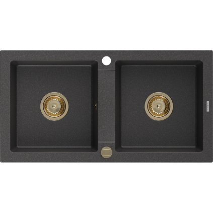 230097 mexen mario granitovy drez 820x436x161 mm 2 komorovy cierna skvrnita so zlatym sifonom 6504822000 76 g