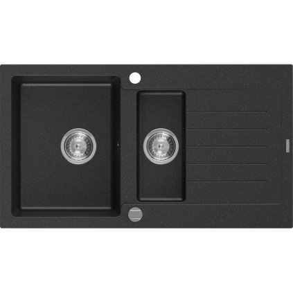 Mexen Matias - chiuveta granit 90.0x50.5cm, 1.5 camere, negru-argintiu, 6502901505-73