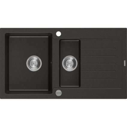 Mexen Matias - chiuveta granit 90.0x50.5cm, 1.5 camere, negru-auriu, 6502901505-75