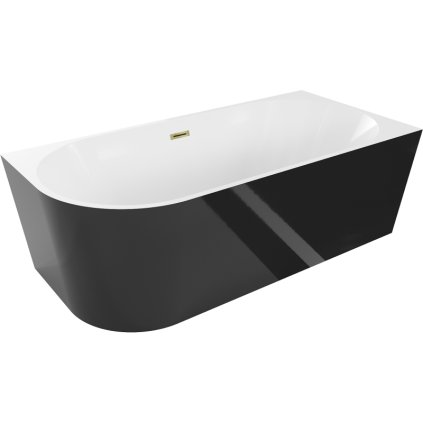 Mexen Mia, cadă de colț de sine stătătoare, dreapta, 150 x 75 cm, alb-negru, preaplin auriu lucios, 52691507575P-50