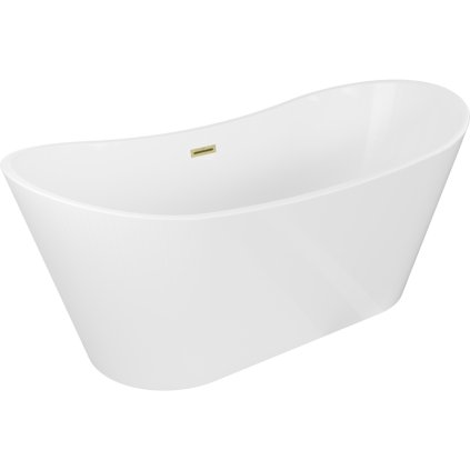 Mexen Montana, cadă de sine stătătoare 150 x 75 cm, alb, preaplin auriu mat, 52011507500-55