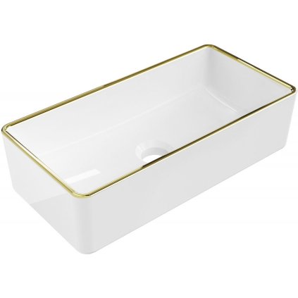 Mexen Nadia, chiuveta blat 46x23x12 cm, margine alb lucios-auriu, 21614605