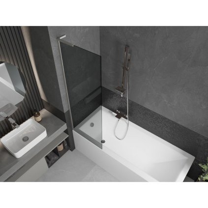 475409 mexen next l 1 kridlova vanova zastena 60 x 150 cm 6mm sede sklo 6mm cire sklo profil brusena ocel 895 060 000 03 40 97