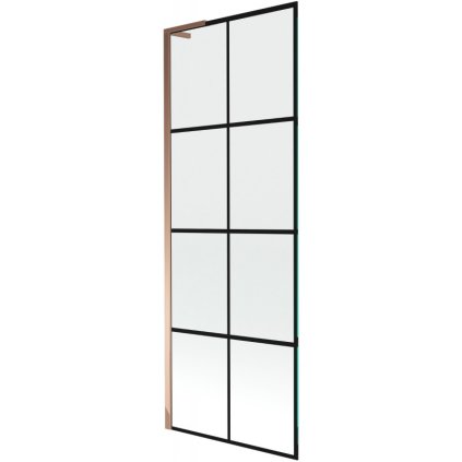 Mexen Next L, paravan de baie cu 1 aripă 70 x 150 cm, model sticlă transparentă-negru de 6 mm, profil auriu roz, 895-070-000-03-77-60