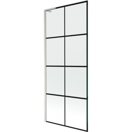 Mexen Next L, paravan de baie cu 1 aripă 80 x 150 cm, model sticlă transparentă de 6 mm negru, sticlă transparentă de 6 mm, profil din oțel periat, 895-080-000-03-77-97