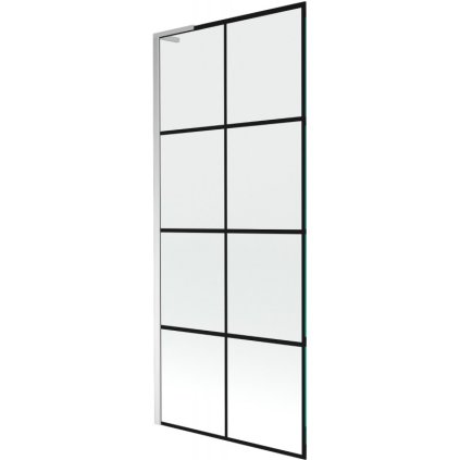 Mexen Next L, paravan de baie cu 1 aripă 80 x 150 cm, model sticlă transparentă de 6 mm negru, profil cromat, 895-080-000-03-77-01