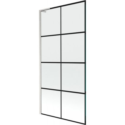 Mexen Next L, paravan de baie cu 1 aripă 90 x 150 cm, model sticlă transparentă de 6 mm negru, sticlă transparentă de 6 mm, profil din oțel periat, 895-090-000-03-77-97