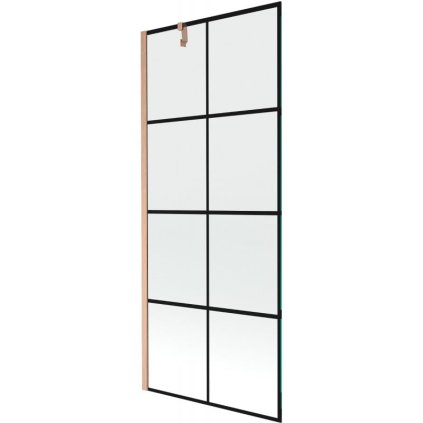 Mexen Next, paravan de baie cu 1 aripă 80 x 150 cm, sticlă transparentă de 6 mm - model negru, cupru mat, 895-080-000-00-70-77