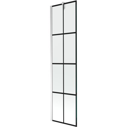 238017 mexen next vanova zastena 1 kridlova 50 x 150 cm fixne kridlo 6 mm cire sklo s ciernym vzorom chromovy profil 895 050 000 00 77 01