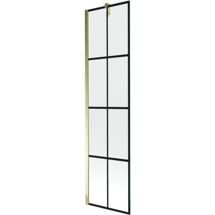 238023 2 mexen next vanova zastena 1 kridlova 50 x 150 cm fixne kridlo 6 mm cire sklo s ciernym vzorom zlaty profil 895 050 000 00 77 50