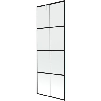 Mexen Next, paravan de baie 1 aripă 70 x 150 cm, aripă fixă, sticlă transparentă de 6 mm cu model negru, profil alb, 895-070-000-00-77-20