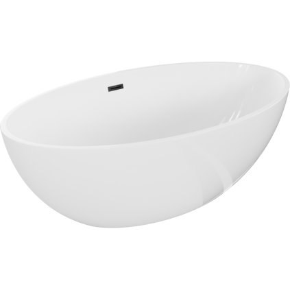 Mexen Nike, cadă de sine stătătoare 175 x 100 cm, alb, negru mat preaplin, 54071751000-70