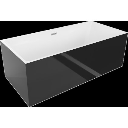 Mexen Nita, cadă de sine stătătoare 170 x 80 cm + dop de scurgere cromat și orificiu de preaplin, negru - alb, 52091708075