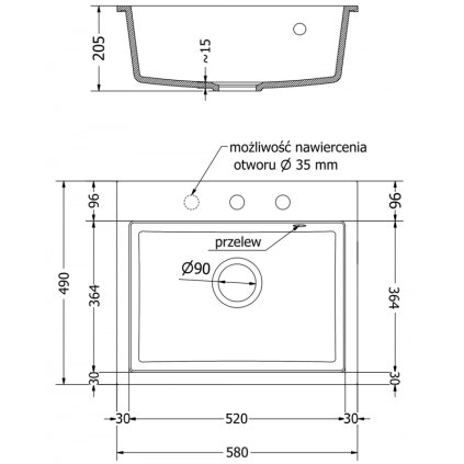 324053 2 mexen oscar 1 komorovy granitovy drez 580x490x205 mm cierna strieborna metaliza 6519581000 73