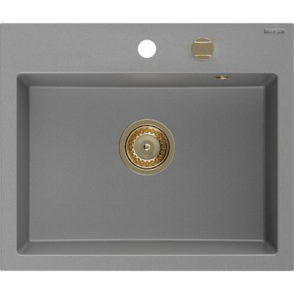 Mexen Oscar, chiuvetă granit cu 1 cameră 580x490x205 mm, gri, 6519581000-71-G