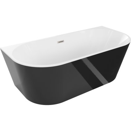 Cada Mexen Oval, de sine stătătoare, montată pe perete, 180 x 80 cm, alb-negru, preaplin din oțel periat, 52671808075-97