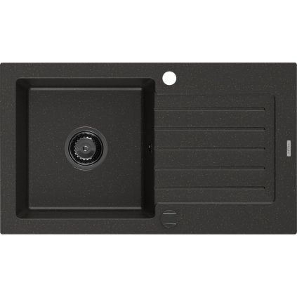 Mexen Pablo, chiuvetă din granit 752x436x161 mm, 1 cameră, negru-auriu metalic cu sifon negru, 6510751010-75-B