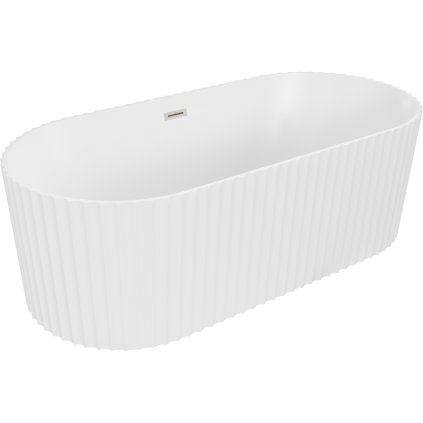 Mexen Paola, cadă de sine stătătoare, canelată, 150 x 75 cm, alb mat, oțel periat, 52721507501-97