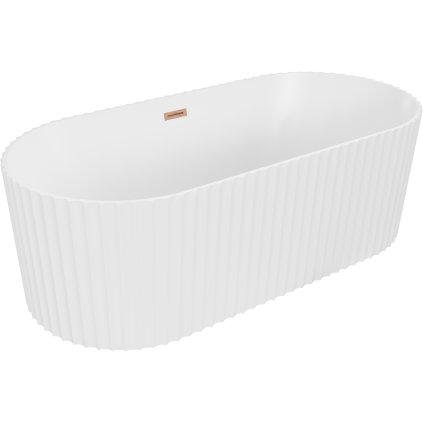 Mexen Paola, cadă de sine stătătoare, canelată, 150 x 75 cm, alb mat, cupru mat, 52721507501-65