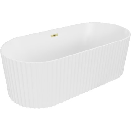 Mexen Paola, cadă de sine stătătoare, canelată, 170 x 80 cm, alb mat, preaplin auriu mat, 52721708001-55