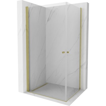 Mexen Pretoria Duo, cabina de dus cu usi cu 2 aripi 80 (usa) x 70 (usa) cm, sticla transparenta 6 mm, profil auriu, 852-080-070-50-00-02