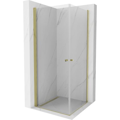 Mexen Pretoria Duo, cabina de dus cu usi cu 2 aripi 90 (usa) x 90 (usa) cm, sticla transparenta 6 mm, profil auriu, 852-090-090-50-00-02