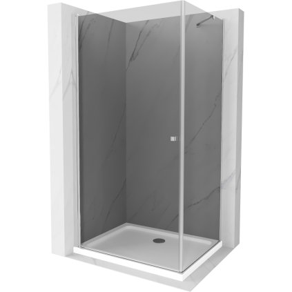 Mexen Pretoria, cabină de duș 90 (uşă) x 80 (perete) cm, sticlă gri 6mm, profil crom + cadă de duș albă, 852-090-080-01-40-4010