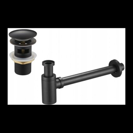 Accesorii Mexen, Sifon rotund pentru chiuveta cu dop ceramic click-clack, cu preaplin, negru antic, 7992050-79