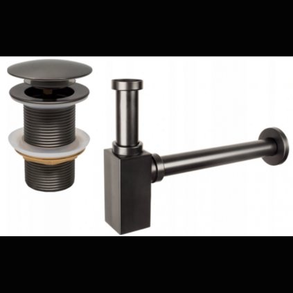 Accesorii Mexen, Sifon pătrat pentru chiuvetă cu dop click-clack, fără preaplin, grafit, 7991060-66