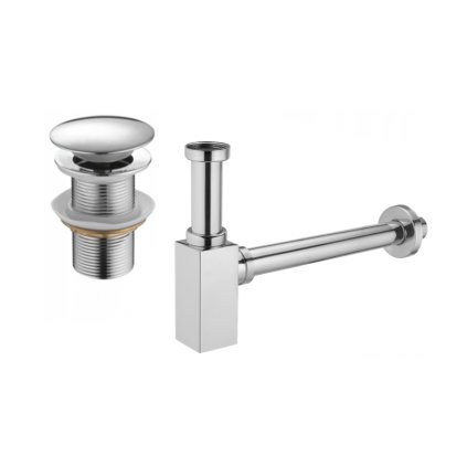 Accesorii Mexen, Sifon pătrat pentru chiuvetă cu dop click-clack, fără preaplin, crom, 7991060-00