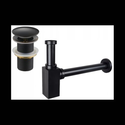Accesorii Mexen, Sifon pătrat pentru chiuvetă cu dop click-clack, fără preaplin, negru antic, 7991060-79