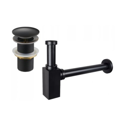Accesorii Mexen, Sifon pătrat pentru chiuvetă cu dop click-clack, fără preaplin, negru antic, 7991060-79