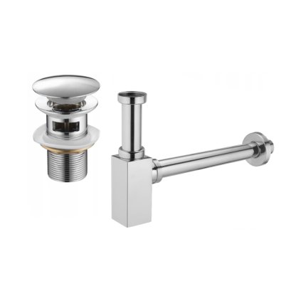 Accesorii Mexen, Sifon pătrat pentru chiuvetă cu dop click-clack, cu preaplin, crom, 7992060-00