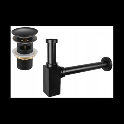 Accesorii Mexen, Sifon pătrat pentru chiuvetă cu dop click-clack, cu preaplin, negru antic, 7992060-79