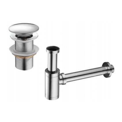 Accesorii Mexen, Sifon pentru sticla lavoar rotund cu dop click-clack, fara preaplin, crom, 7991050-00