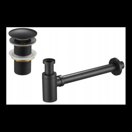 Accesorii Mexen, Sifon pentru sticlă pentru chiuvetă rotund cu dop click-clack, fără preaplin, negru antic, 7991050-79